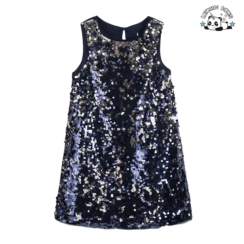 LEZONKIDS - Custom Fashion Sleeveless Girls Dress Princess Style New Style Sequins Beading Western Decor Parties Girls Dress